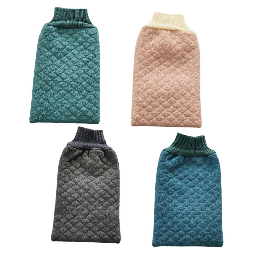 FRCOLOR 4pcs Exfoliating Bath Gloves Rough Skin Scrubbing Mitts for Gentle Exfoliation and Cleansing Shower for Skin Types Promotes Circulation and Refreshes