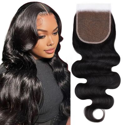 Lashey 5x5 SKINLIKE Real HD Lace Closure Body Wave, 0.10mm Ultra-Thin Human Hair Closure Pre Bleached Knots Pre Plucked Invisible Hairline 12 Inch Natural Black