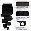 Lashey 5x5 SKINLIKE Real HD Lace Closure Body Wave, 0.10mm Ultra-Thin Human Hair Closure Pre Bleached Knots Pre Plucked Invisible Hairline 12 Inch Natural Black view 2