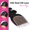 Lashey 5x5 SKINLIKE Real HD Lace Closure Body Wave, 0.10mm Ultra-Thin Human Hair Closure Pre Bleached Knots Pre Plucked Invisible Hairline 12 Inch Natural Black view 4