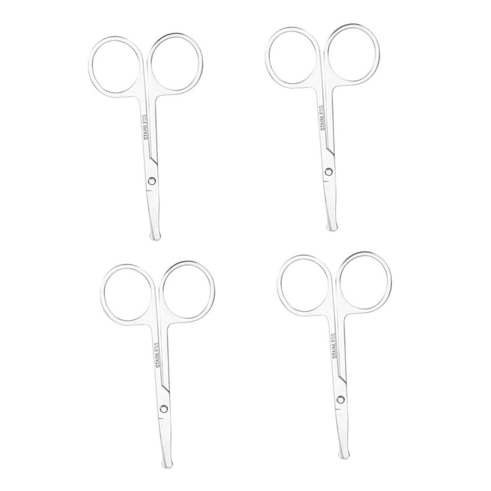 Beatifufu 4pcs Professional Nose Hair Trimmer Scissors for Eyebrows Mustache and Grooming Stainless Steel