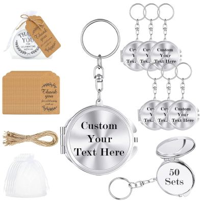 150 PCS Custom Wedding Favors for Guests Compact Mirrors Bulk , Pocket Makeup Mirror Keychain Bridal Parties Gift Baby Shower Souvenirs for Guest , Come with Organza Bags, String and Thank You Tags