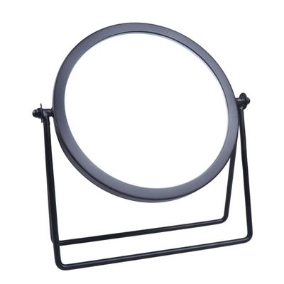 Beatifufu 1pc Round Makeup Mirror Stable Frame Single-Sided Cosmetic Mirror for Bedroom Desktop Use for Quick Makeup Elegant Black Design