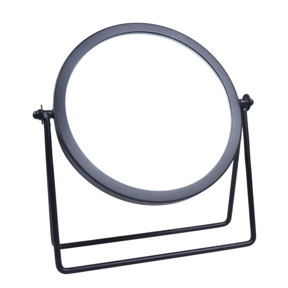 Beatifufu 1pc Round Makeup Mirror Stable Frame Single-Sided Cosmetic Mirror for Bedroom Desktop Use for Quick Makeup Elegant Black Design