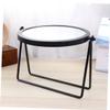 Beatifufu 1pc Round Makeup Mirror Stable Frame Single-Sided Cosmetic Mirror for Bedroom Desktop Use for Quick Makeup Elegant Black Design view 4