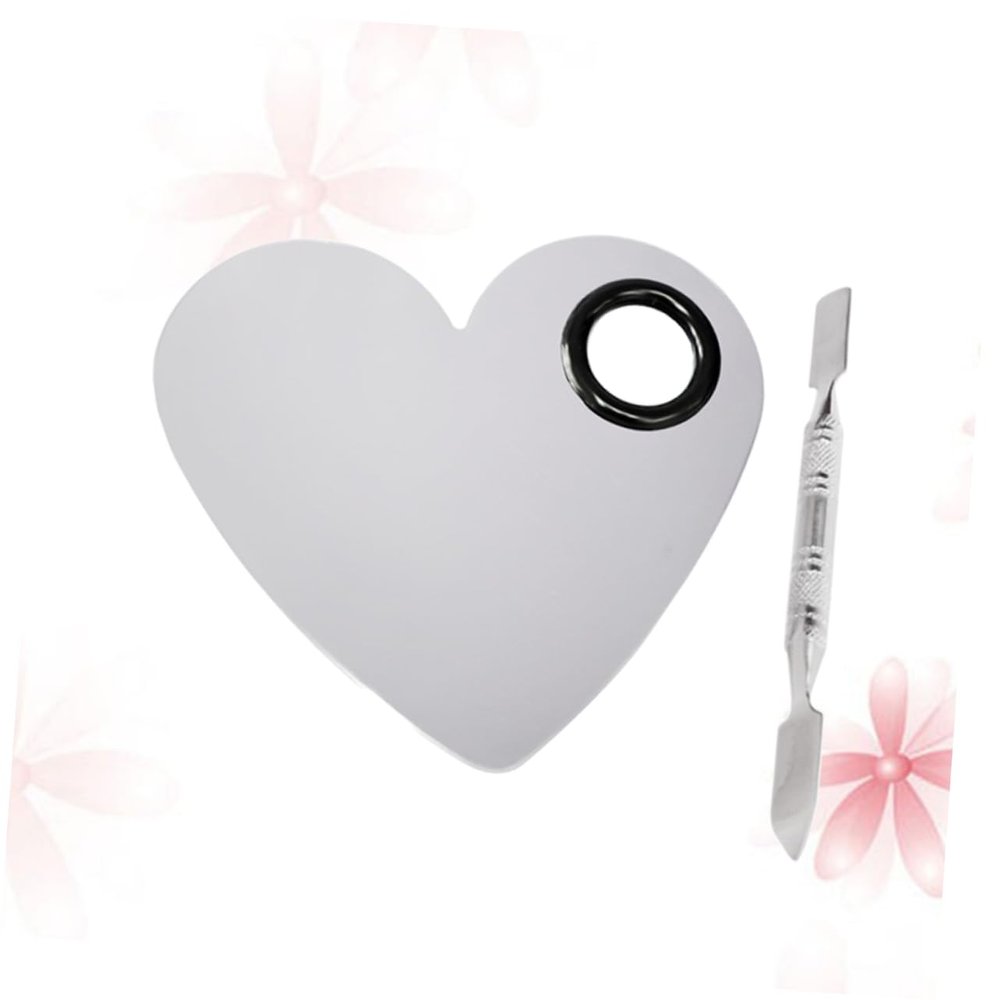 Beatifufu Foundation Palette with Shaded Spatula Heart Shape Mixing Palette Set Beauty Tools for Makeup Artists Enthusiasts