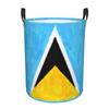 Saint Lucia Flag Oil Painted Circular Hamper Lasting Organization Bedroom Bathroom Dcor view 2