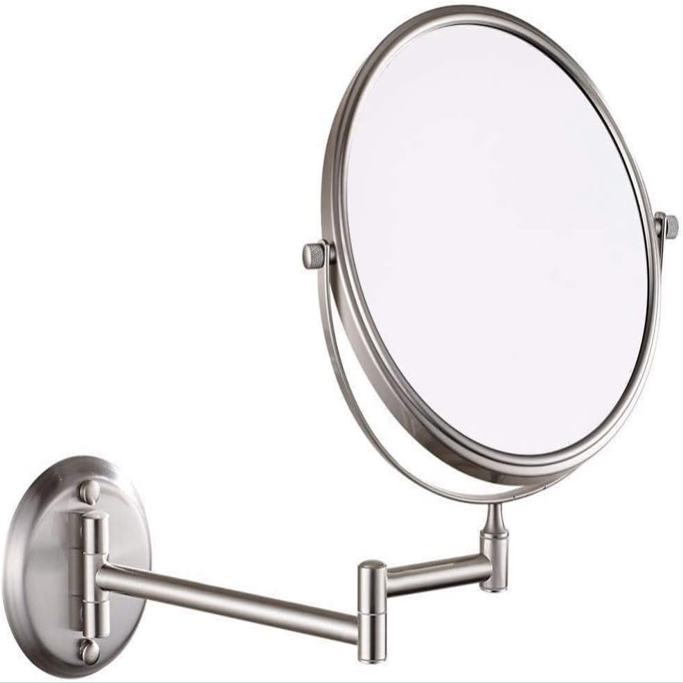 RomildaYuan Makeup Mirrors Wall Mounted 8 inch Bathroom Magnifying Double Sided Adjustable Extendable Swivel Vanity Mirrors Cosmetic Nickel 5X /Nickel/10X