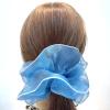 2 Pack Shiny Fluffy Dance Bun Organza Hair Scrunchies for Womens Bun Covers Headdress Ties Ponytail Bun Holders Hair Donut for Performance,Dance,Cheer,Party Favors (Light Yellow) view 2