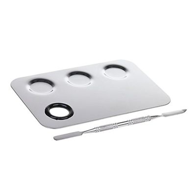 Beatifufu Stainless Steel Makeup Mixing Spatula and Palette Portable Cosmetic Tool for Blending Foundation Lipstick and Pigments Easy to Clean Travel-friendly Design