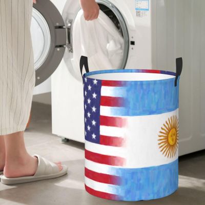Argentina Amercia Flag Oil Painted Circular Hamper Lasting Organization Bedroom Bathroom Dcor