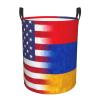 Armenia America Flag Oil Painted Circular Hamper Lasting Organization Bedroom Bathroom Dcor view 2