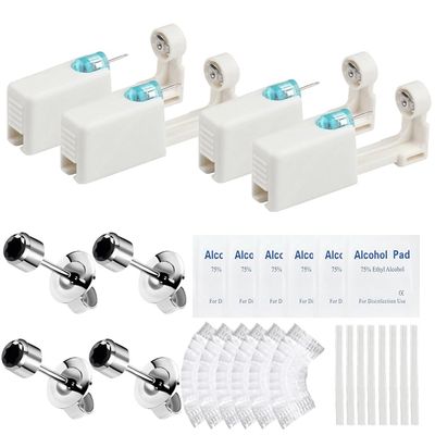 24 Pcs Self Ear Piercing Gun Kits - 24pcs/Set Painless Disposable Sterile Gun with Hypoallergenic Studs,at Home Safety Ear Piercing Gun Kit Tool (Black cz 4mm 225)