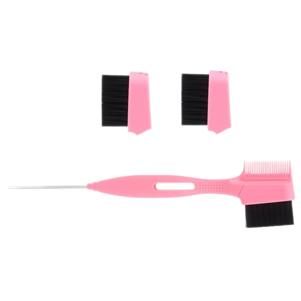 FOMIYES Portable Eyebrow Brush with Replacement Heads Double-headed Hair Edge Comb for Women Easy to Use Eyebrow Grooming Tool Pink for Shaping and Styling