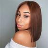 oulaer Chocolate Brown Short Bob Cut Wig 13x4 HD Lace Front Wigs Straight Bob Wig For Women Melt Skins Brazilian Remy Hair Pre Plucked With Baby Hair Glueless Wig 150% Density 14Inch view 3