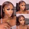 oulaer Chocolate Brown Short Bob Cut Wig 13x4 HD Lace Front Wigs Straight Bob Wig For Women Melt Skins Brazilian Remy Hair Pre Plucked With Baby Hair Glueless Wig 150% Density 14Inch view 4