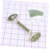 BUTIFULSIC 2pcs Natural Jade Massage Tool Set Facial Scraper and Roller for Skin Care Gua Board and Massaging Roller for Safe for Skin Types view 2
