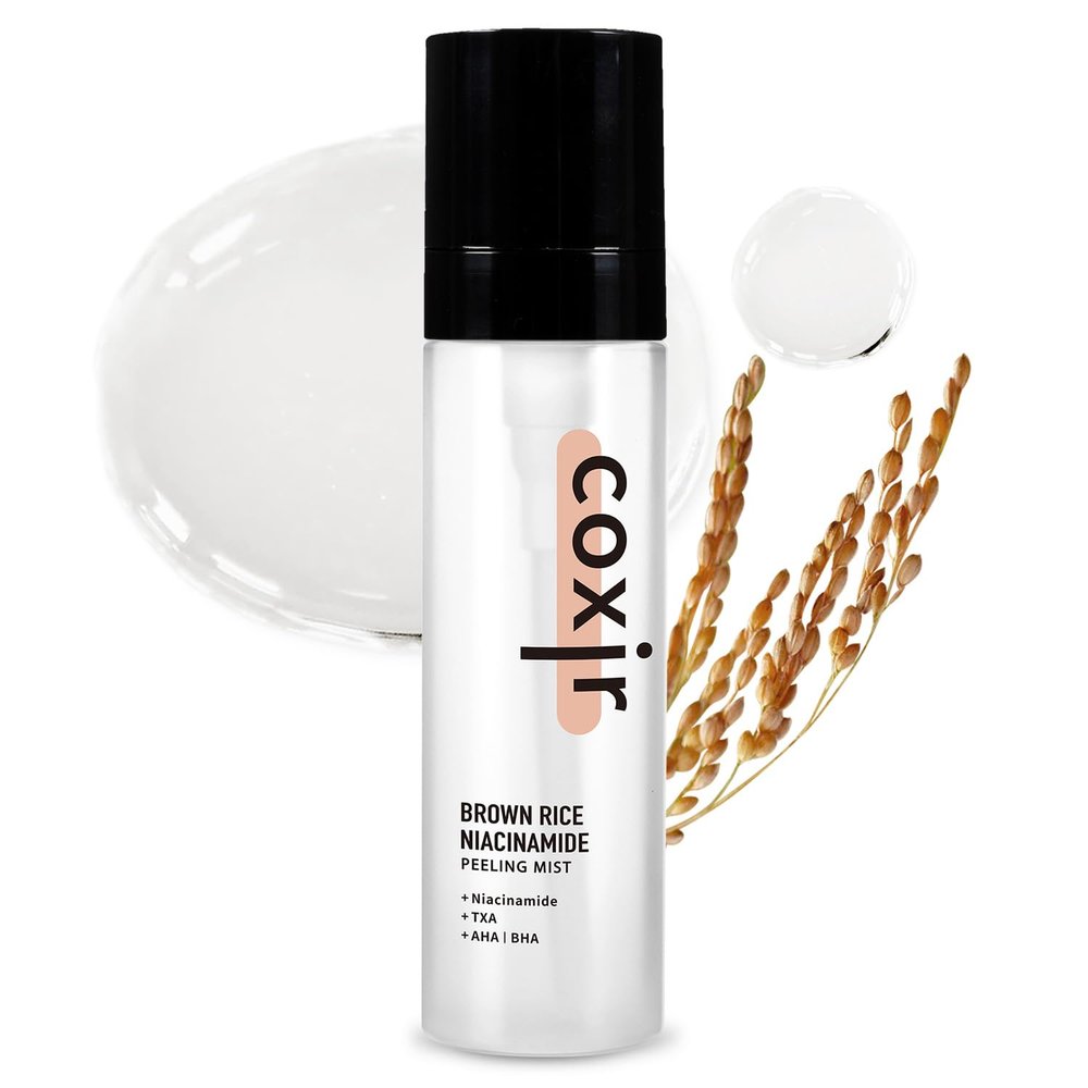 coxir Brown Rice Gentle Mist Toner  Niacinamide, TXA, AHA/BHA | Daily Mild Peeling Facial Spray for Smooth Texture & Pore Care | Korean Skincare [2.70 fl.oz]