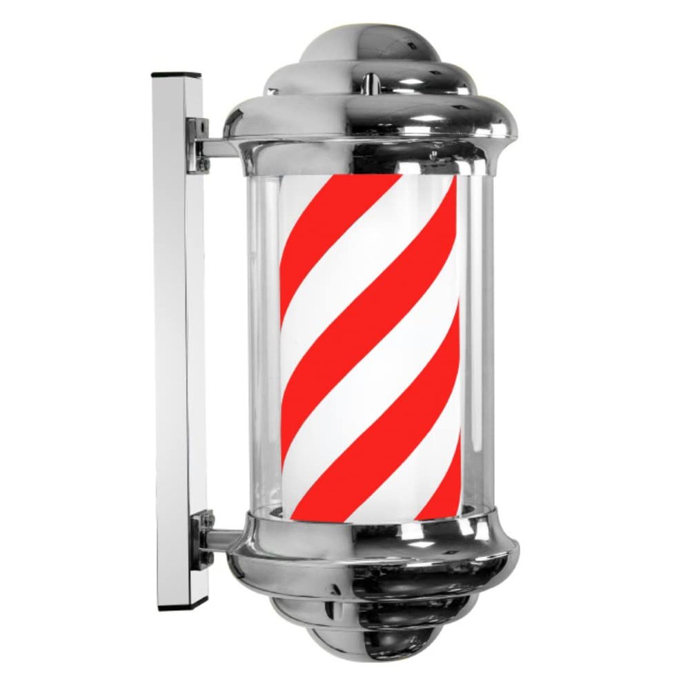 FKHFTI Barber Pole, Hair Salon Barbers Pole Light LED Rotating Sign Light Barber Shop Outdoor Wall Mounted Lamp,Black and White (Red and White)