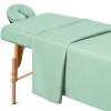Comfyanno Massage Table Sheets Sets, 3 Pcs Professional Microfiber Massage Bed Cover Sheets, Soft, Light-Weight, Stain & Wrinkle Resistant, Includes Flat & Fitted Sheet, Face Cradle Cover - Sage view 1