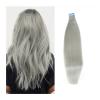 Tape in Hair Extensions Straight Tape in Hair Extensions Human Hair Silver Gray Tape In Extensions Straight Skin Weft Adhesive Tape In Grey Remy Hair Tape Extension Hair Extensions ( Size : 40Pcs(100G view 1