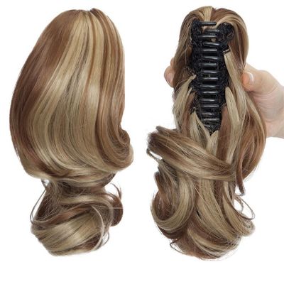 12Inches Short Wavy Ponytail Hair Extensions Claw Clip On Ponytail Hair Extension Synthetic Ponytail Extension Hair For Women