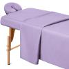 Comfyanno Massage Table Sheets Sets, 3 Pcs Professional Microfiber Massage Bed Cover Sheets, Soft, Light-Weight, Stain & Wrinkle Resistant, Includes Flat & Fitted Sheet, Face Cradle Cover - Lavender view 1