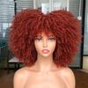 Hcclijo Short Hair Afro Kinky Curly Wig With Bangs For Black Women Synthetic Cosplay Lolita Ombre Glueless Blue Pink Red Wig 1B-0906 14inches view 2