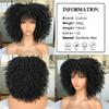 Hcclijo Short Hair Afro Kinky Curly Wig With Bangs For Black Women Synthetic Cosplay Lolita Ombre Glueless Blue Pink Red Wig 1B-0906 14inches view 4