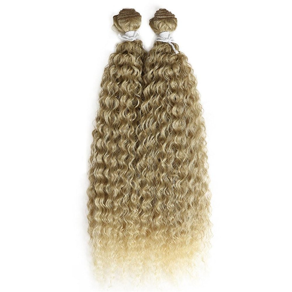 Hair 22Inch Kinky Curly Weave Synthetic Hair Ombre Brown 2Pcs/Lot Wave Hair Bundles Extensions
