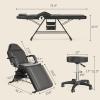 Charmmade Tattoo Chair for Clients Massage Bed Adjustable 72.4in Facial Bed for Esthetician Multi-use Comfortable Professional Spa Bed and Stool Hold Up to 660lbs, with 2 Storage Baskets, Black view 3