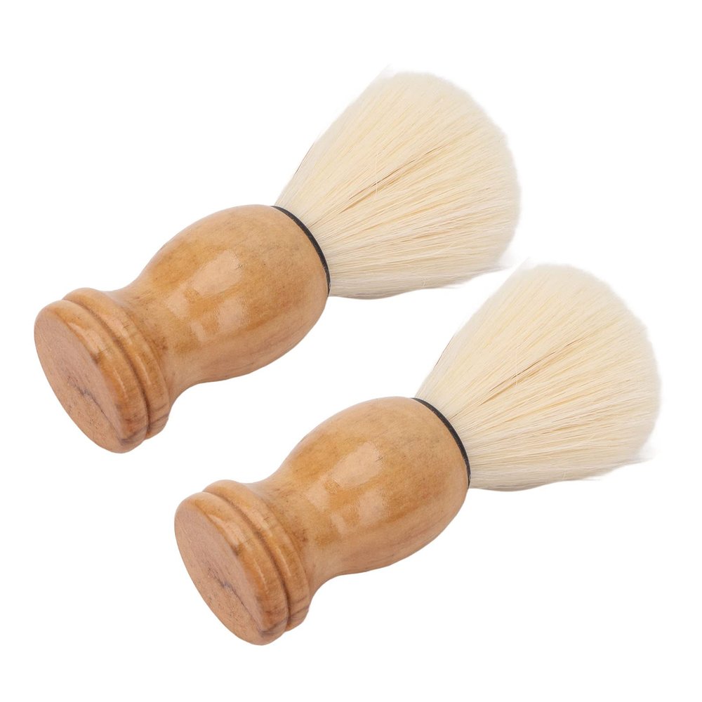 2pcs Mini Shaving Brush, Beard Shaving Brush, Wooden Handle Shave Brush, Professional Men Shaving Brush, for Travel Home Use