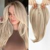 starluck 18 Inch Light Honey Blonde & Bleach Blonde Layered Hairpiece with Bangs, Synthetic Topper Swiss Base Featuring 3 Clips for Thinning Hair, Gray Coverage, and Hair Loss view 1