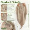 starluck 18 Inch Light Honey Blonde & Bleach Blonde Layered Hairpiece with Bangs, Synthetic Topper Swiss Base Featuring 3 Clips for Thinning Hair, Gray Coverage, and Hair Loss view 2