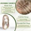 starluck 18 Inch Light Honey Blonde & Bleach Blonde Layered Hairpiece with Bangs, Synthetic Topper Swiss Base Featuring 3 Clips for Thinning Hair, Gray Coverage, and Hair Loss view 3