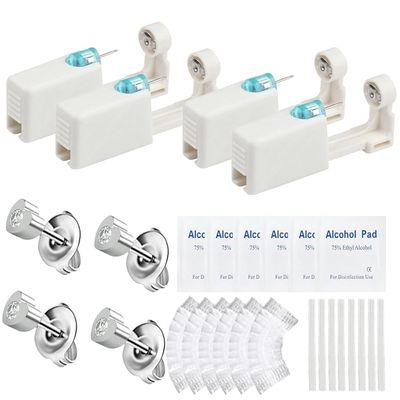 psaakon 24 Pcs Self Ear Piercing Gun Kits - 24pcs/Set Painless Disposable Sterile Gun with Hypoallergenic Studs,at Home Safety Ear Piercing Gun Kit Tool (Heart 4mm 226)
