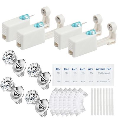 24 Pcs Self Ear Piercing Gun Kits - 24pcs/Set Painless Disposable Sterile Gun with Hypoallergenic Studs,at Home Safety Ear Piercing Gun Kit Tool (White cz 5mm 253)