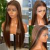 HD Lace Long Straight Highlight Color Human Hair Wig 1b/30 Color Wet and Silky Straight Brazilian Remy Hair 13x6 Transparent Lace Front Glueless Wig Bleached Knots 150% Density Pre Plucked 18inch view 1