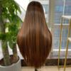 HD Lace Long Straight Highlight Color Human Hair Wig 1b/30 Color Wet and Silky Straight Brazilian Remy Hair 13x6 Transparent Lace Front Glueless Wig Bleached Knots 150% Density Pre Plucked 18inch view 4