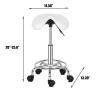 NOLLAM Saddle Stool with Wheels 250 lbs Weight Capacity, Heavy Duty Rolling Stool for Massage Salon Kitchen Spa Drafting Nail-Tech, Height Adjustable, 360 Swivel, Wide Thick Seat Padding, White view 2