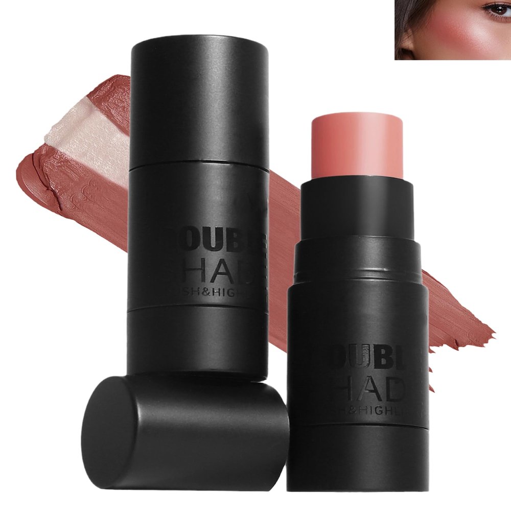 Cream Blush Stick Makeup for Cheeks, Multi Blush & Highlighter Contour Stick, Long Lasting Waterproof Creme Blushes Bronzer Sticks, Lightweight Matte and Dewy Finish, Face Shaping Makeup for Women-03