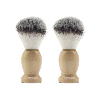 BudgetBundles US 2-4 Pc Shaving Brush Perfect Shave Barber Hard Wooden Handle Badger Hair Soft (2 Pack)