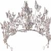 Bride Wedding Flower Crowns Tiaras, Bridal Butterfly Tiara Queen Crown, Crystal Costume Party Hair Accessories for Birthday, Proms, Parties, Pageant, Stage Productions The shape is exquisite and the c view 1