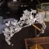 Bride Wedding Flower Crowns Tiaras, Bridal Butterfly Tiara Queen Crown, Crystal Costume Party Hair Accessories for Birthday, Proms, Parties, Pageant, Stage Productions The shape is exquisite and the c view 3