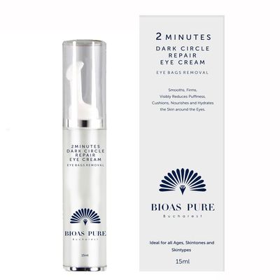 Bioas Pure 2 Minutes Dark Circle Repair Eye Cream With Instant Results For all Skin Types and Skin Tones, Eye Bags Removal, Eye Puffiness Reducer - 15ml/0.5 fl oz