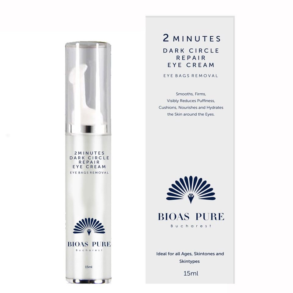 Bioas Pure 2 Minutes Dark Circle Repair Eye Cream With Instant Results For all Skin Types and Skin Tones, Eye Bags Removal, Eye Puffiness Reducer - 15ml/0.5 fl oz
