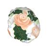 Rose And Dew Pattern Shower Caps Reusable Bath Cap Double Layers Waterproof Shower Cap for Women Long Hair view 2