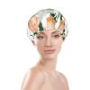 Rose And Dew Pattern Shower Caps Reusable Bath Cap Double Layers Waterproof Shower Cap for Women Long Hair view 3