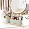 360 Rotating Makeup Organizer for Vanity with Brush Holder and Drawer, Cosmetic Display Case, Makeup Organizer for Skincare, Perfume, Lotions, Lipsticks Countertop Organizer (Light Green) view 3