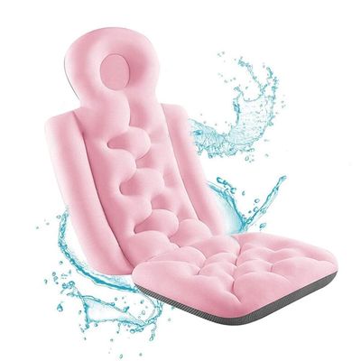 Bath Pillow, Bathtub Cushion Full Body Bath Pillow Bath Pillows for Tub, for Women Men,with Head, Neck, Shoulder and Back Suction Cups Support Not Easy to Slide,Pink